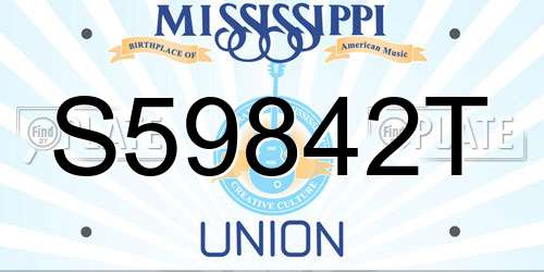 S59842T Mississippi License Plate