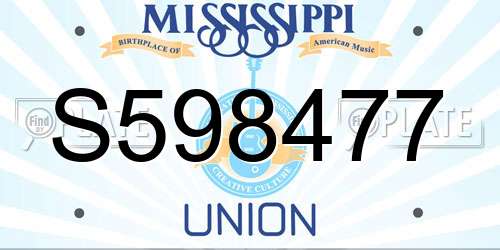 S598477 Mississippi License Plate