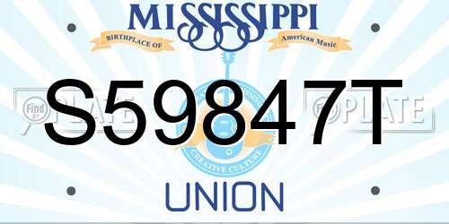 S59847T Mississippi License Plate