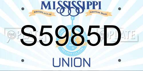 S5985D Mississippi License Plate