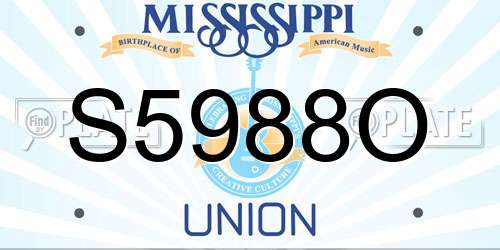 S5988O Mississippi License Plate
