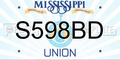 S598BD Mississippi License Plate