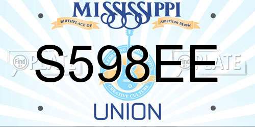 S598EE Mississippi License Plate