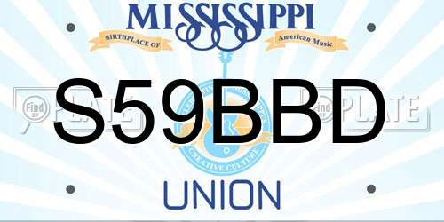 S59BBD Mississippi License Plate