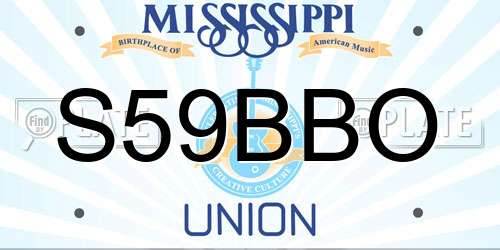 S59BBO Mississippi License Plate