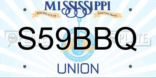 S59BBQ Mississippi License Plate