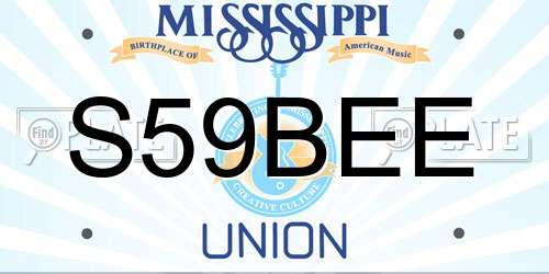 S59BEE Mississippi License Plate