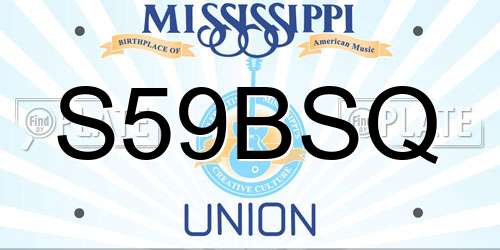 S59BSQ Mississippi License Plate