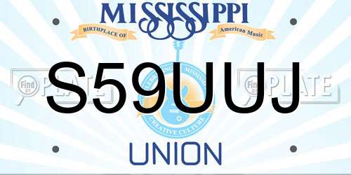 S59UUJ Mississippi License Plate