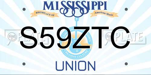 S59ZTC Mississippi License Plate