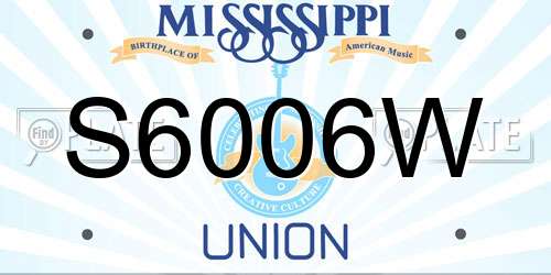 S6006W Mississippi License Plate