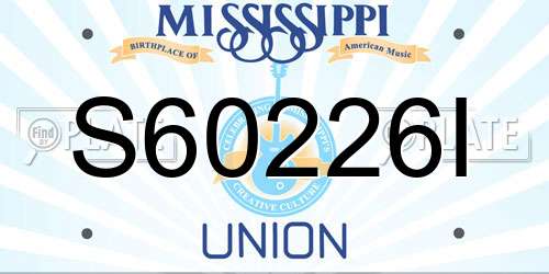 S60226I Mississippi License Plate