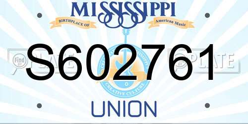 S602761 Mississippi License Plate