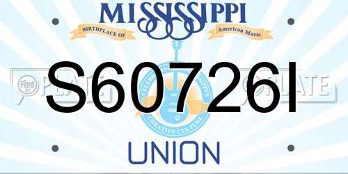 S60726I Mississippi License Plate