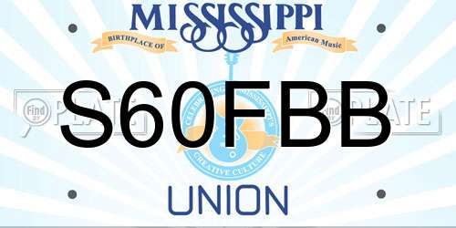 S60FBB Mississippi License Plate