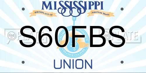 S60FBS Mississippi License Plate