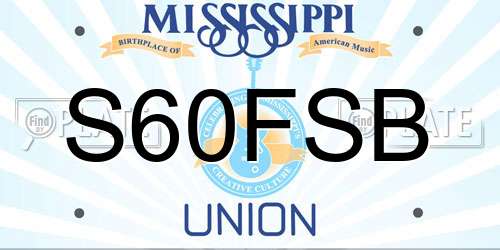 S60FSB Mississippi License Plate