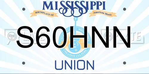 S60HNN Mississippi License Plate