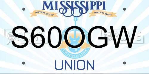 S60OGW Mississippi License Plate