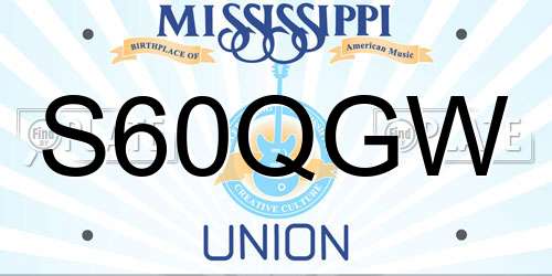 S60QGW Mississippi License Plate