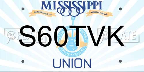 S60TVK Mississippi License Plate