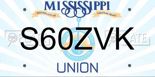 S60ZVK Mississippi License Plate