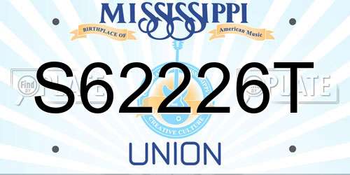 S62226T Mississippi License Plate