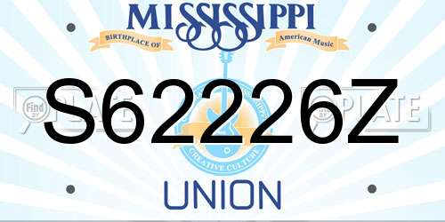 S62226Z Mississippi License Plate