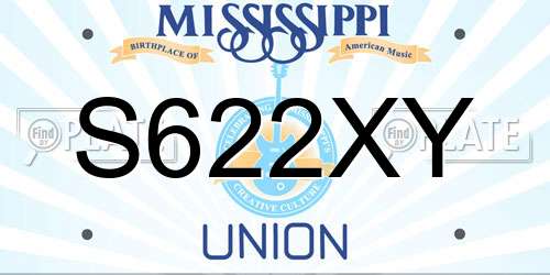 S622XY Mississippi License Plate