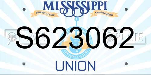 S623062 Mississippi License Plate