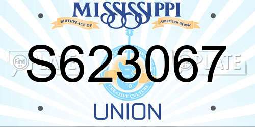 S623067 Mississippi License Plate