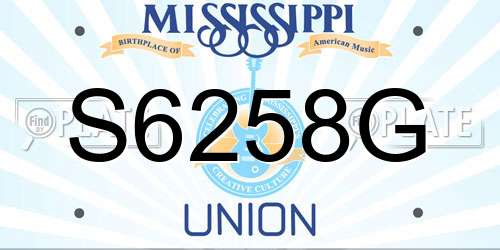 S6258G Mississippi License Plate