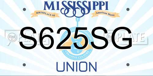 S625SG Mississippi License Plate