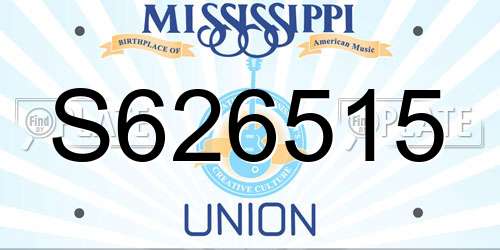 S626515 Mississippi License Plate