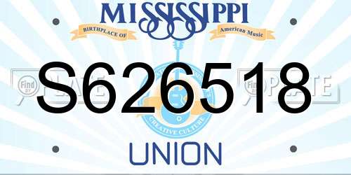 S626518 Mississippi License Plate