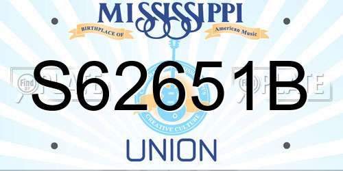 S62651B Mississippi License Plate
