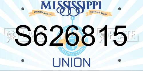 S626815 Mississippi License Plate