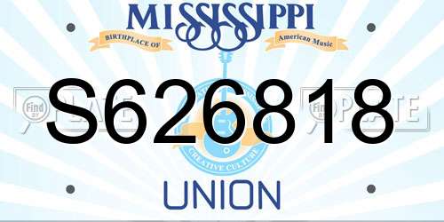S626818 Mississippi License Plate