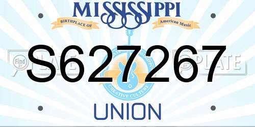 S627267 Mississippi License Plate