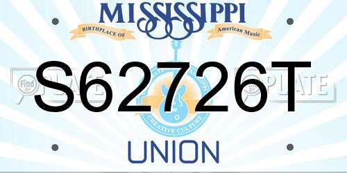 S62726T Mississippi License Plate