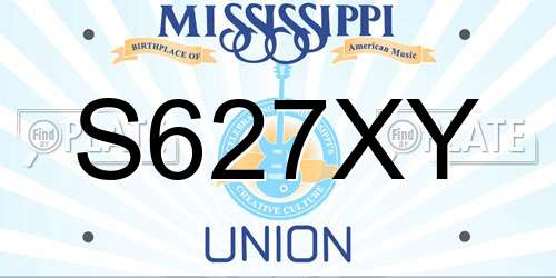 S627XY Mississippi License Plate