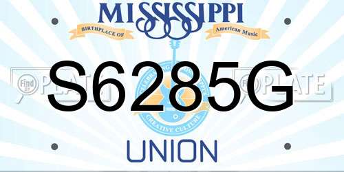 S6285G Mississippi License Plate