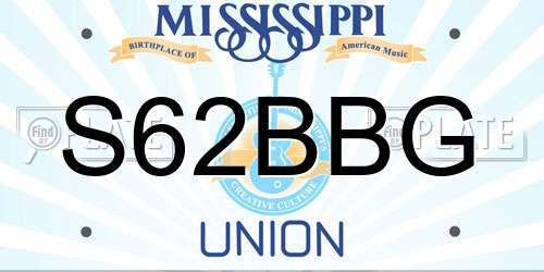 S62BBG Mississippi License Plate