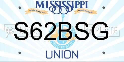 S62BSG Mississippi License Plate