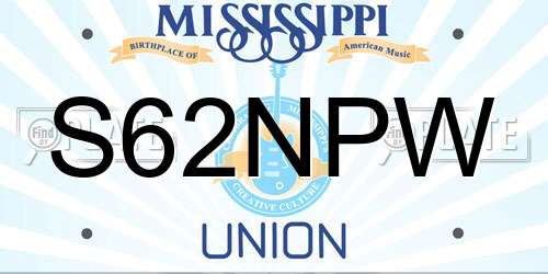 S62NPW Mississippi License Plate