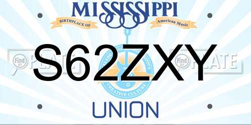 S62ZXY Mississippi License Plate