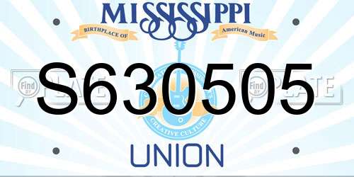 S630505 Mississippi License Plate