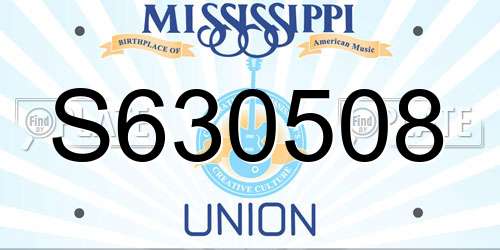 S630508 Mississippi License Plate