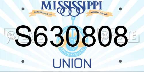 S630808 Mississippi License Plate