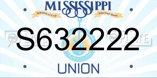 S632222 Mississippi License Plate
